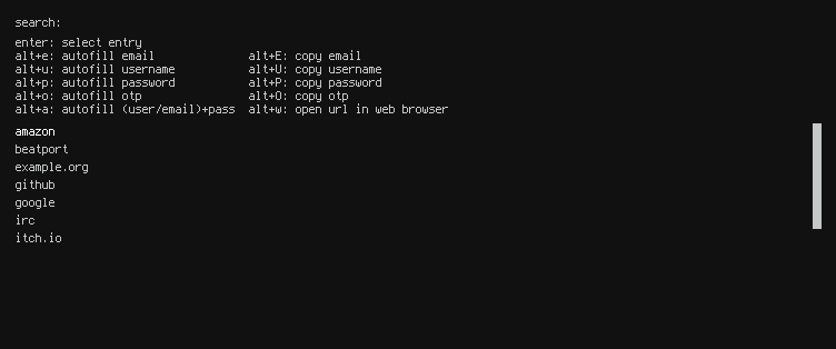 a screenshot of the pass-rofi-gui password manager